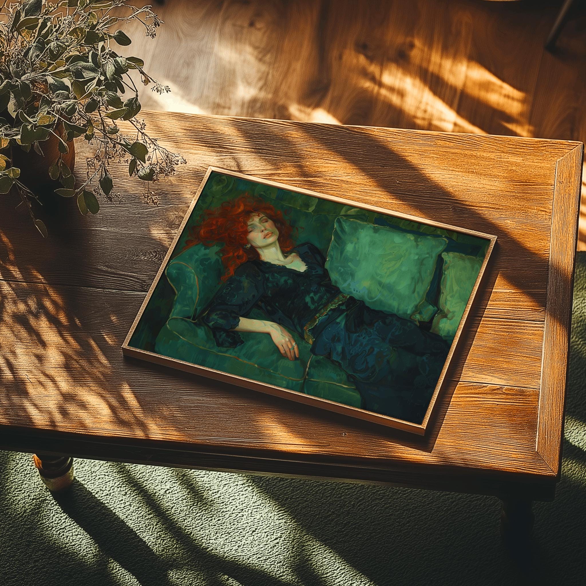 Victorian Redhead Woman Portrait – Decadent Lounge Painting Print (Digital Download)