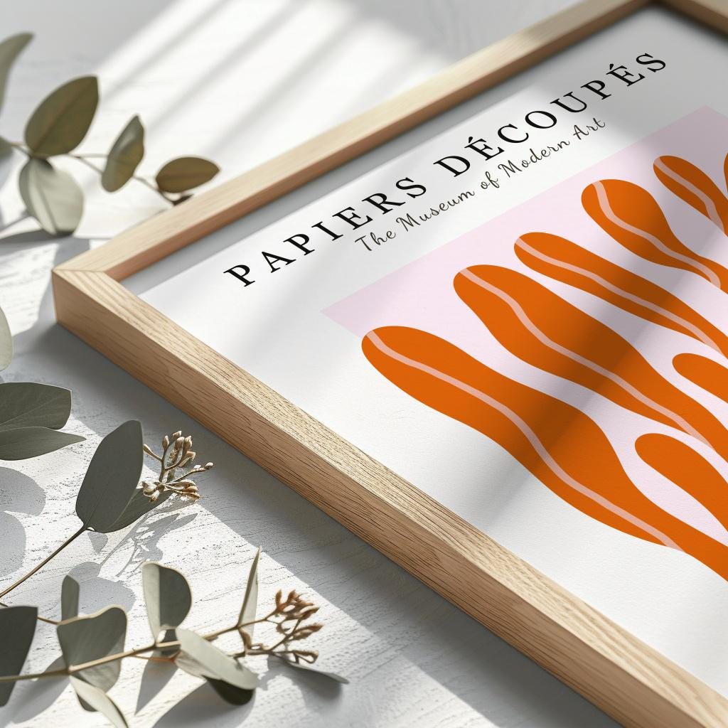 Matisse Cut Outs Poster – Abstract Orange Leaf Print, Modern Minimalist Wall Art (Digital Download)