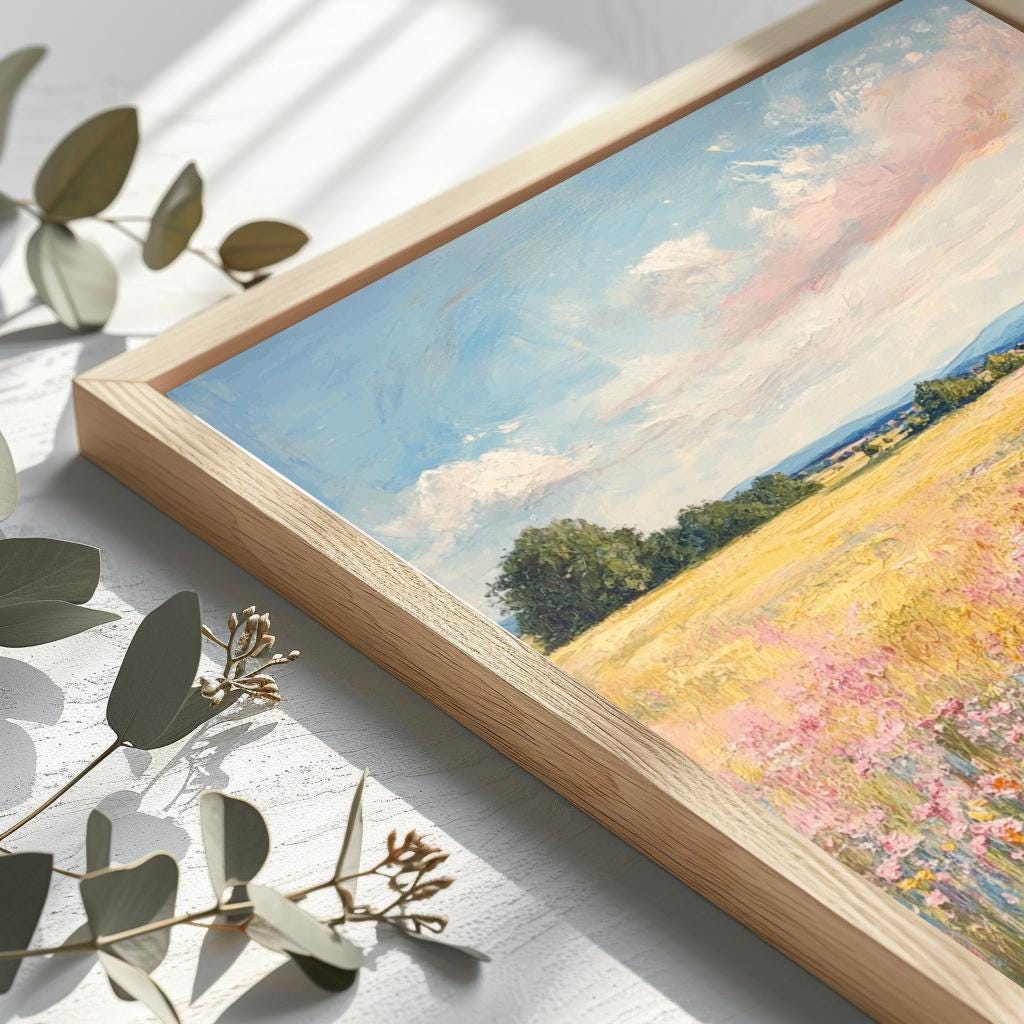 Monet Inspired Meadow Art Print – Impressionist Landscape Wall Art, Floral Field Painting (Digital Download)