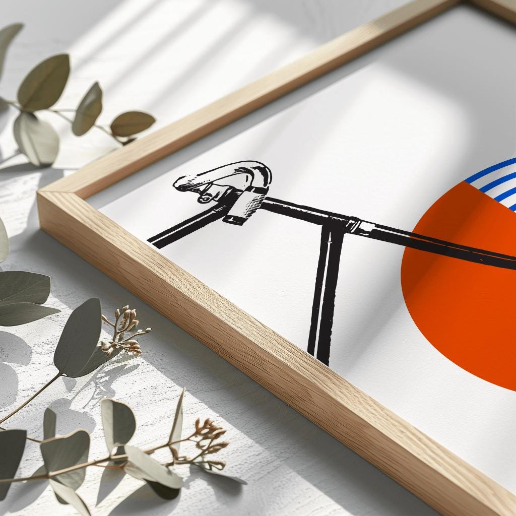 Vintage Bicycle Bauhaus Poster – Retro Mid-Century Cycling Art (Digital Download)