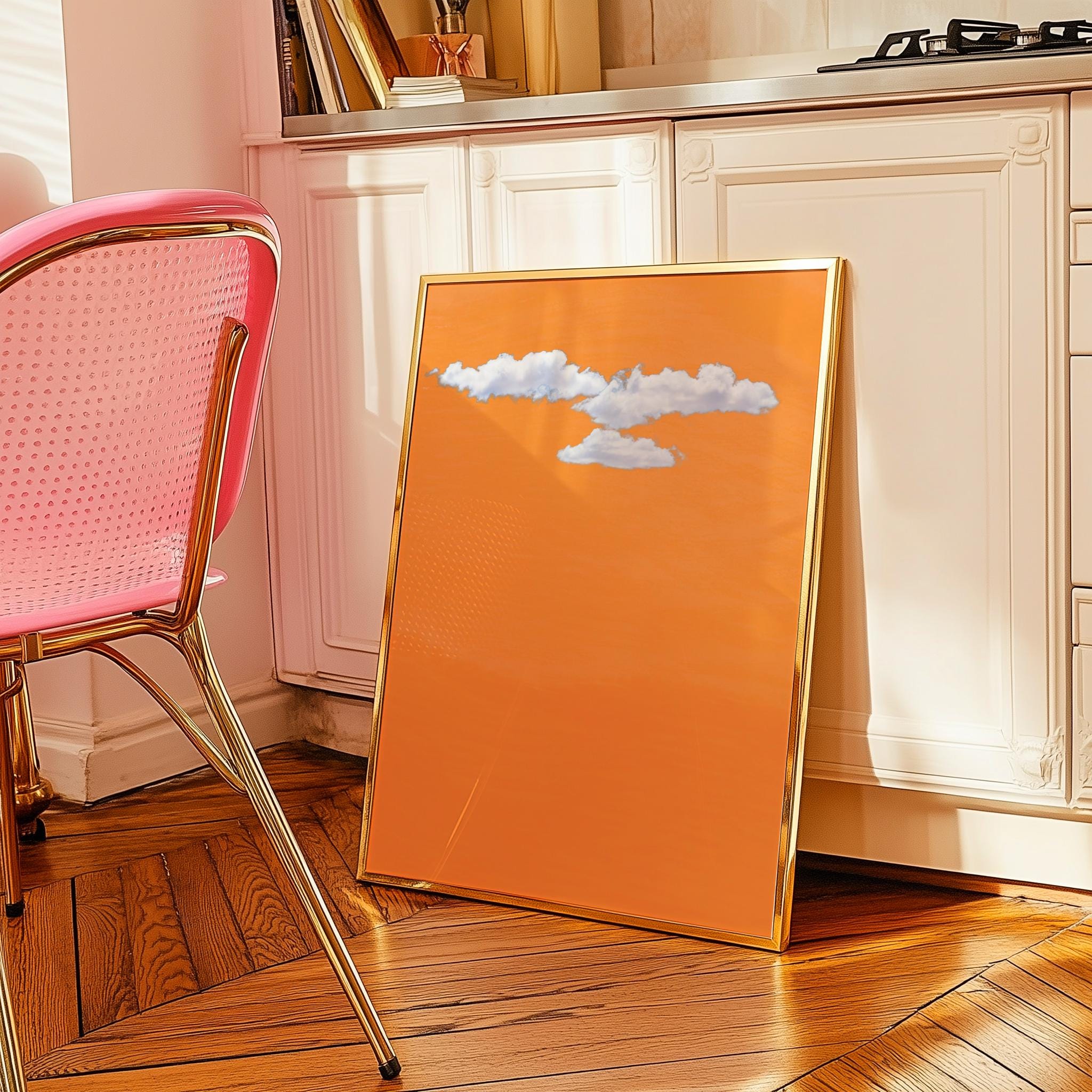 Minimal Orange Cloud Poster – Modern Abstract Wall Art (Digital Download)