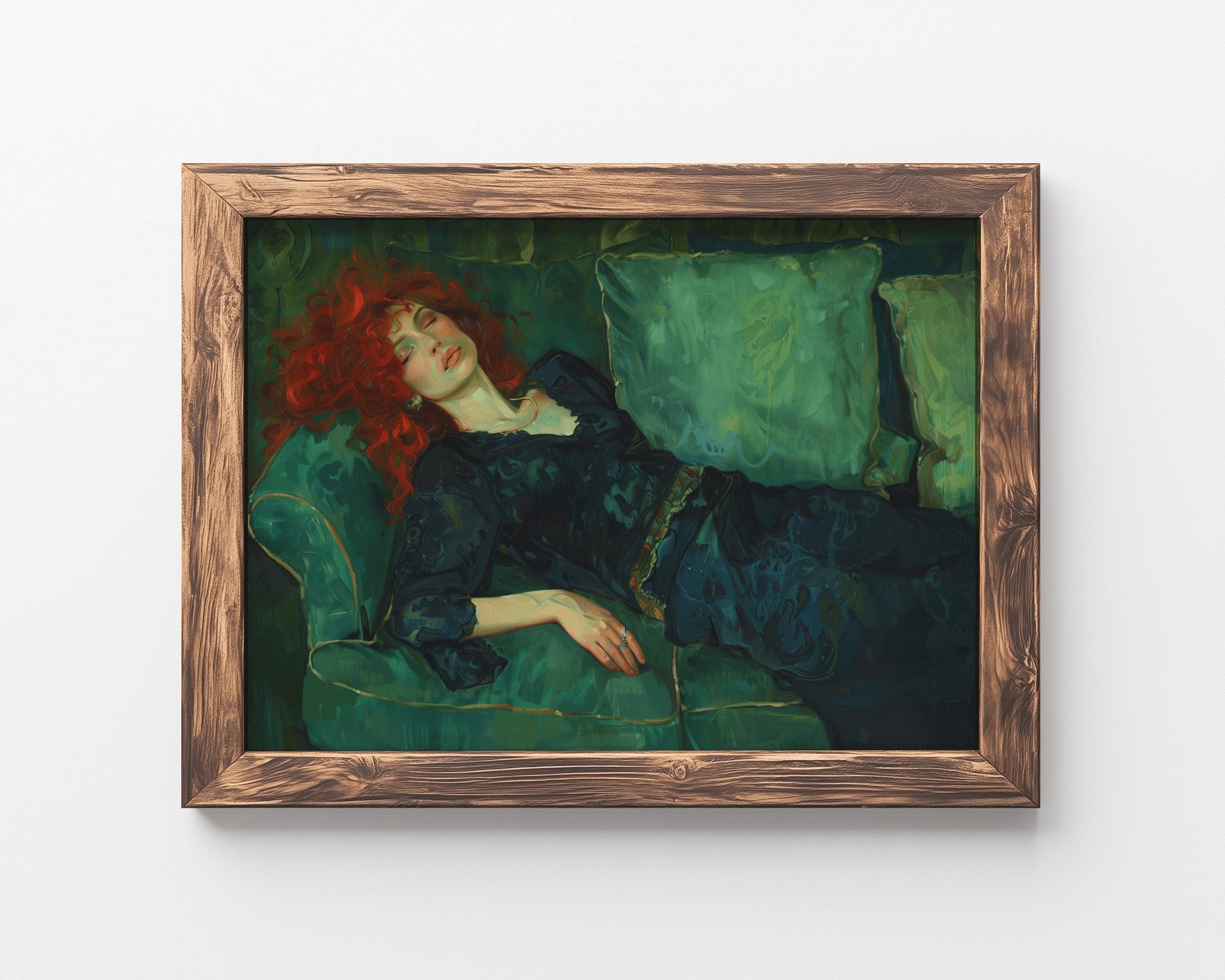 Victorian Redhead Woman Portrait – Decadent Lounge Painting Print (Digital Download)