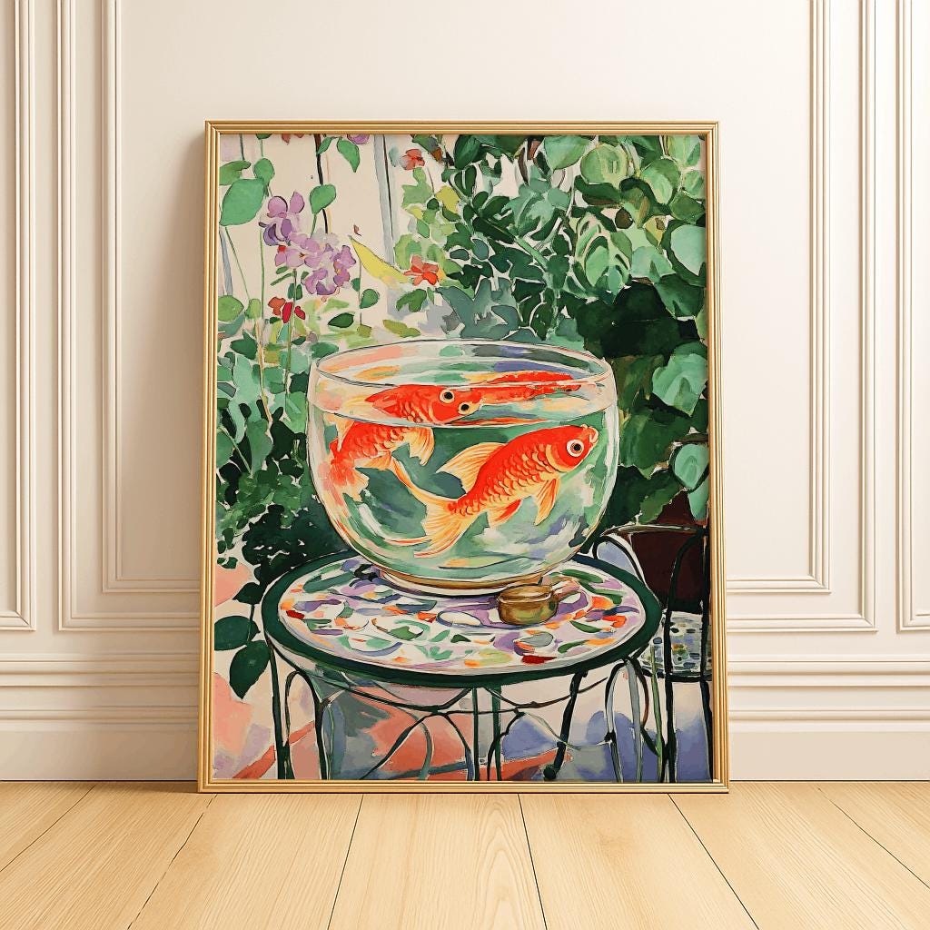 Matisse-Inspired Goldfish Print – Colorful Expressionist Wall Art (Digital Download)