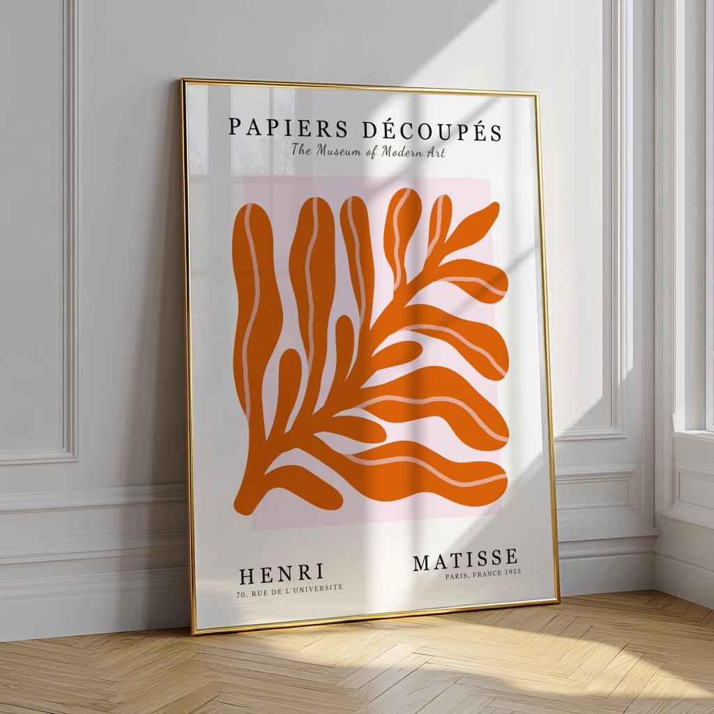 Matisse Cut Outs Poster – Abstract Orange Leaf Print, Modern Minimalist Wall Art (Digital Download)