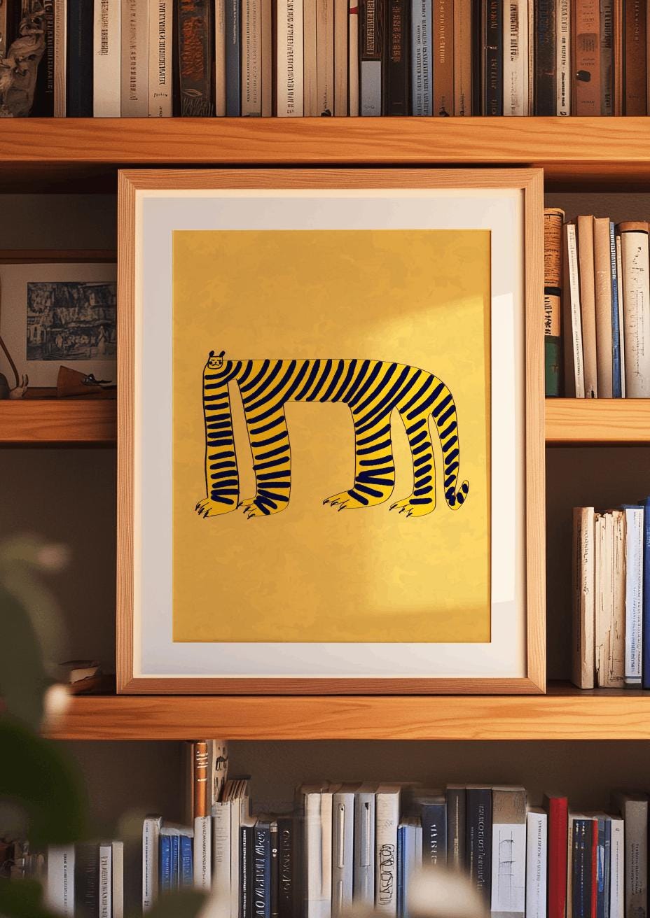 Majestic Tiger Painting: Jungle Boho Home Decor (Digital Download, PDF Files A3/A4/A5/20x28 inches )