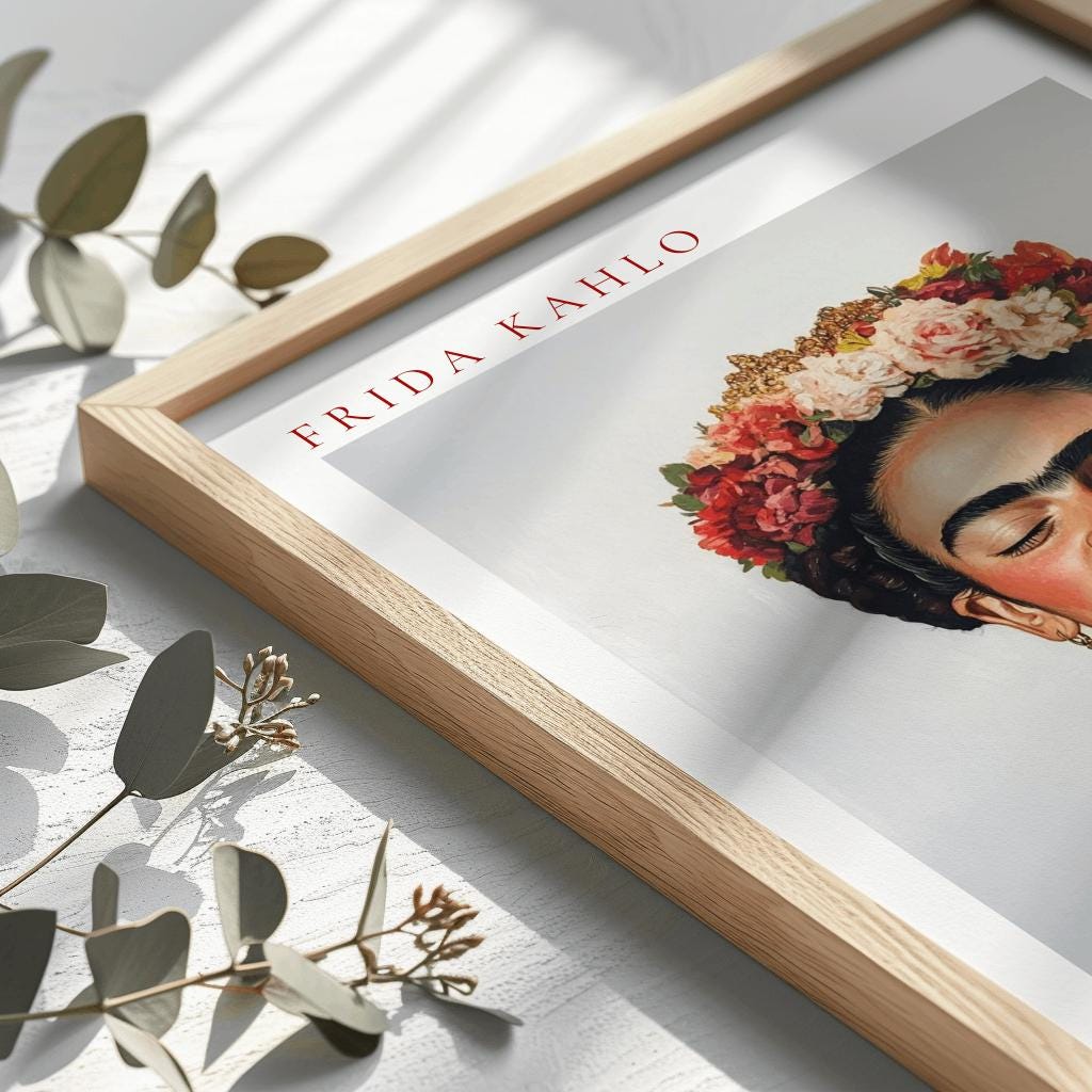 Frida Kahlo Art Print – Feminist Portrait with Quote “Feet, What Do I Need You For?” (Digital Download)