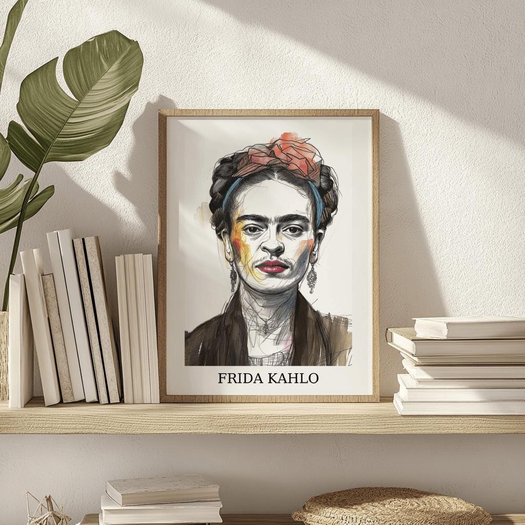 Frida Kahlo–Inspired Portrait Print – Feminist Boho Art (Digital Download)