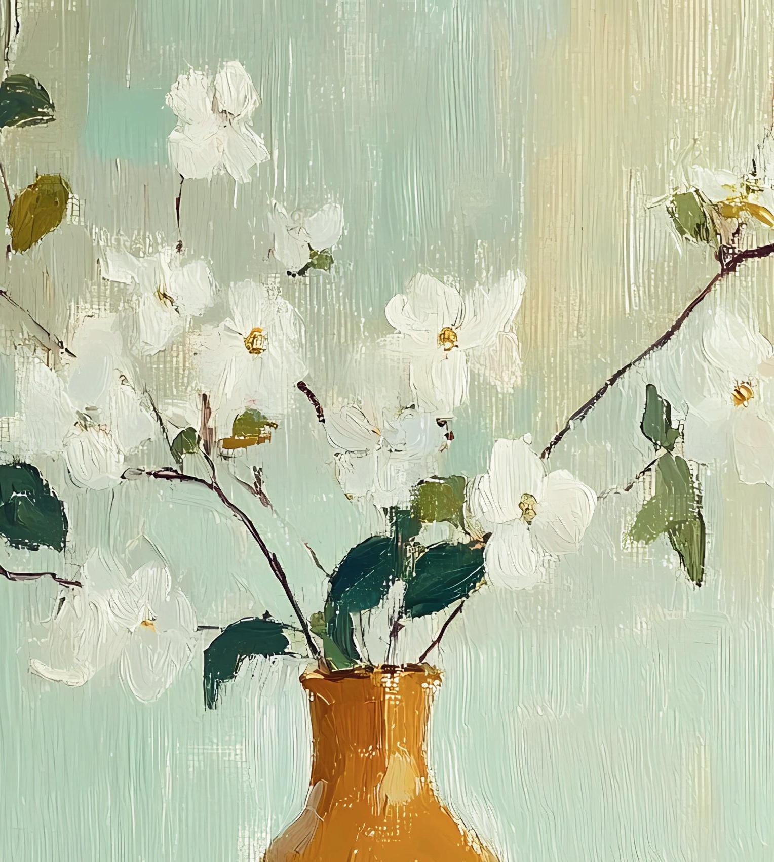 Dogwood Botanical Vase Art – Pastel Cottagecore Samsung Frame TV Artwork | Digital Download