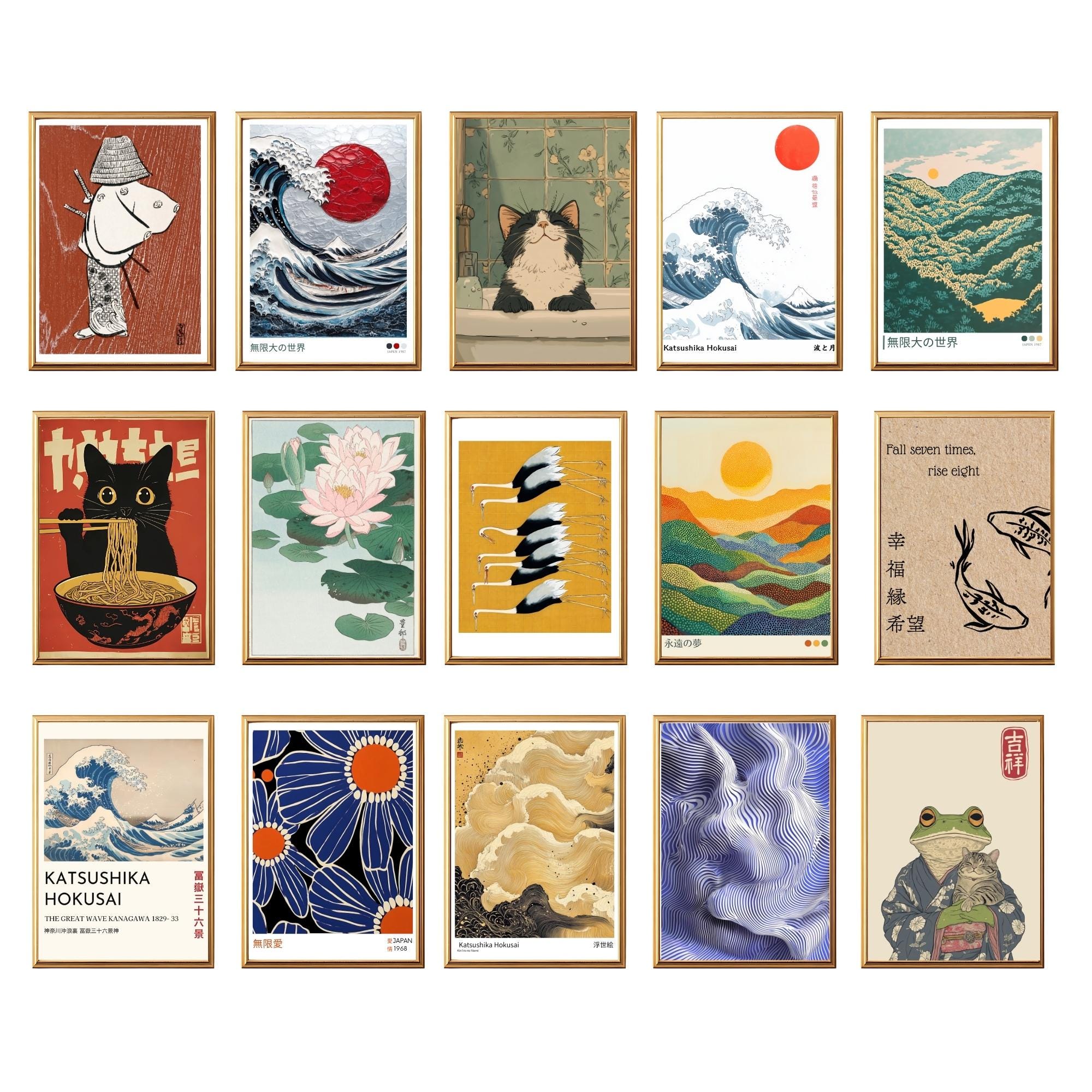Japanese Wall Art Set of 50 Prints – Japandi Aesthetic Gallery Wall Decor (Digital Download, JPG & PDF)