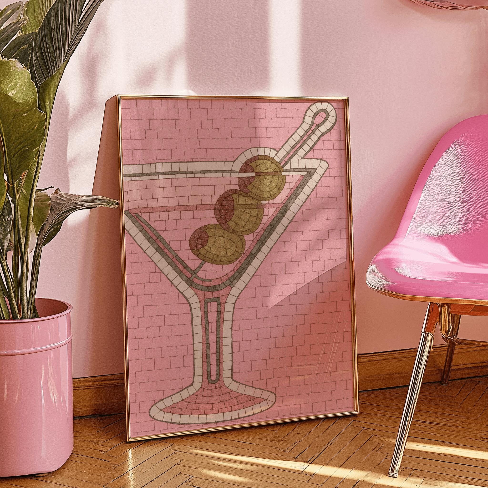 Ace Card Martini Art Print: Minimalist Cocktail Bar Decor (Digital Download 20x28 inches)