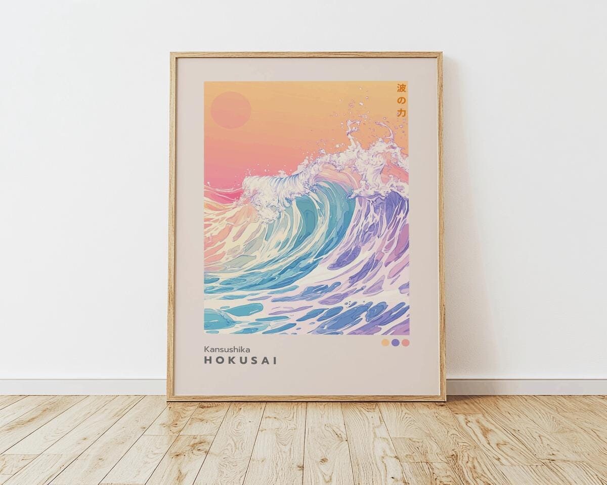 Hokusai Great Wave Inspired Print – Modern Japanese Wave Art (Digital Download)