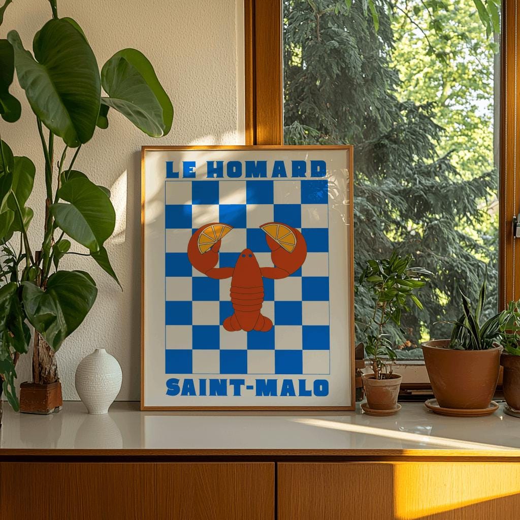 French Chef Lobster Print: Le Homard Saint Giclée Poster (Digital Download