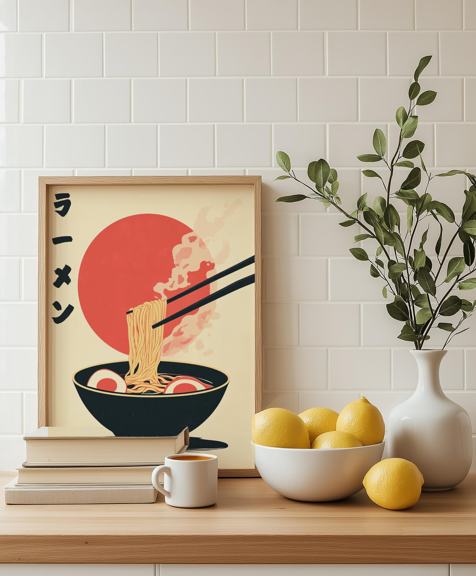 Ramen Noodle Soup Poster – Retro Japanese Food Kitchen Art (Digital Download)