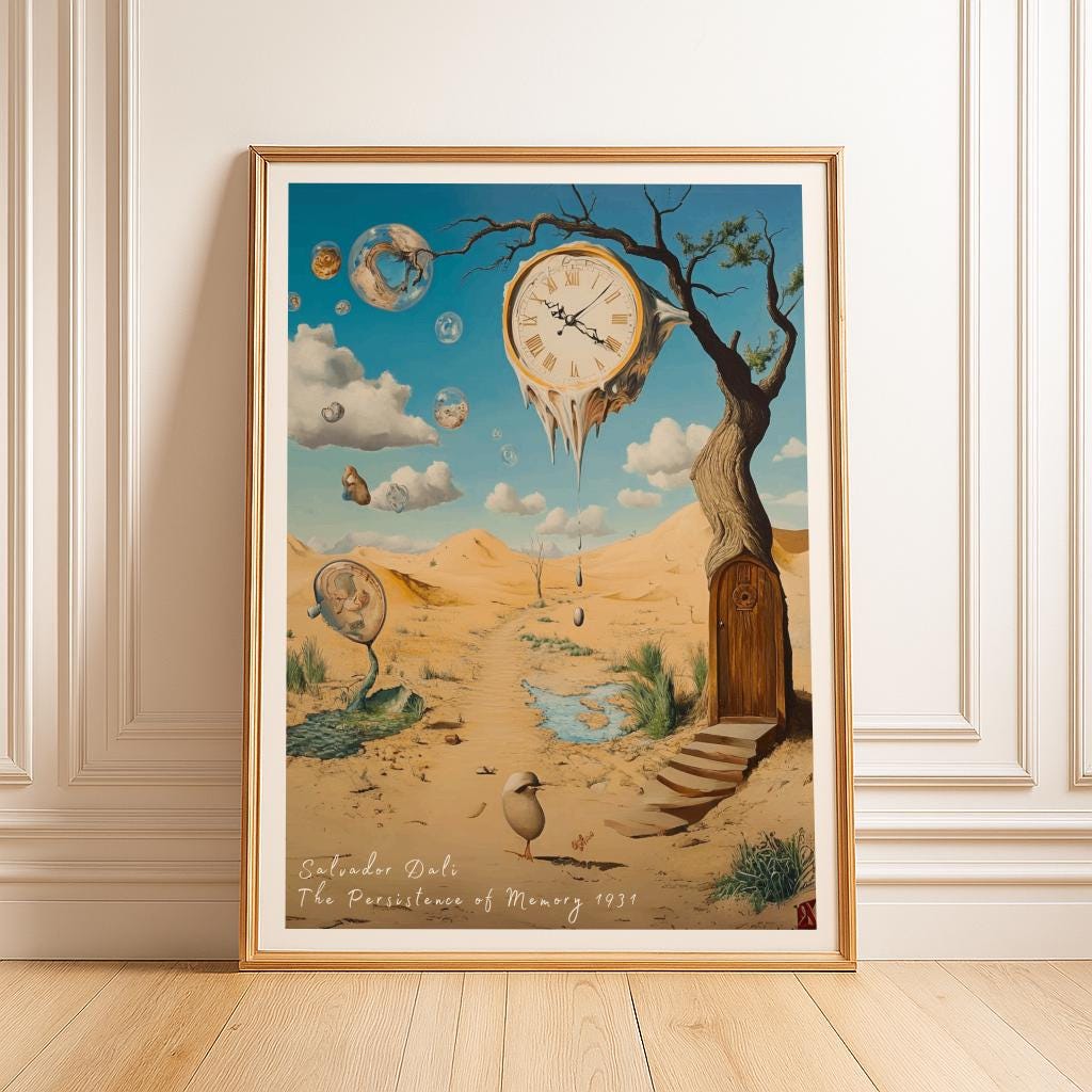 Dali Melting Clock Inspired Art Print – Surrealist Desert Dreamscape Poster (Digital Download)
