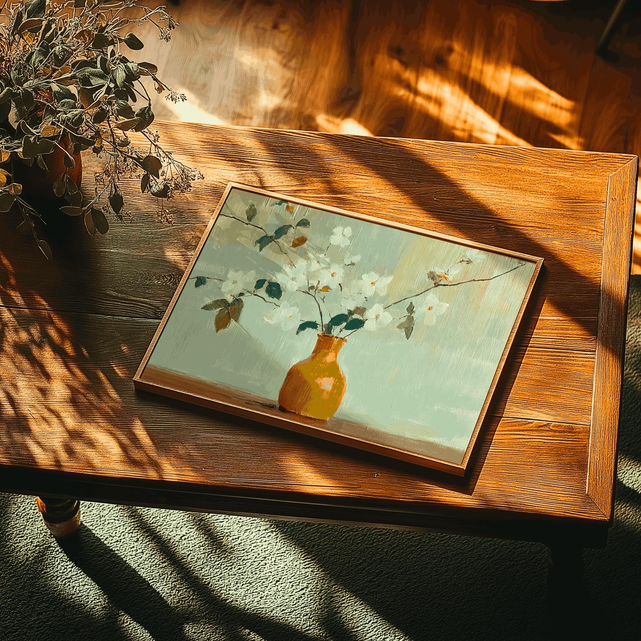 Dogwood Botanical Vase Art – Pastel Cottagecore Samsung Frame TV Artwork | Digital Download