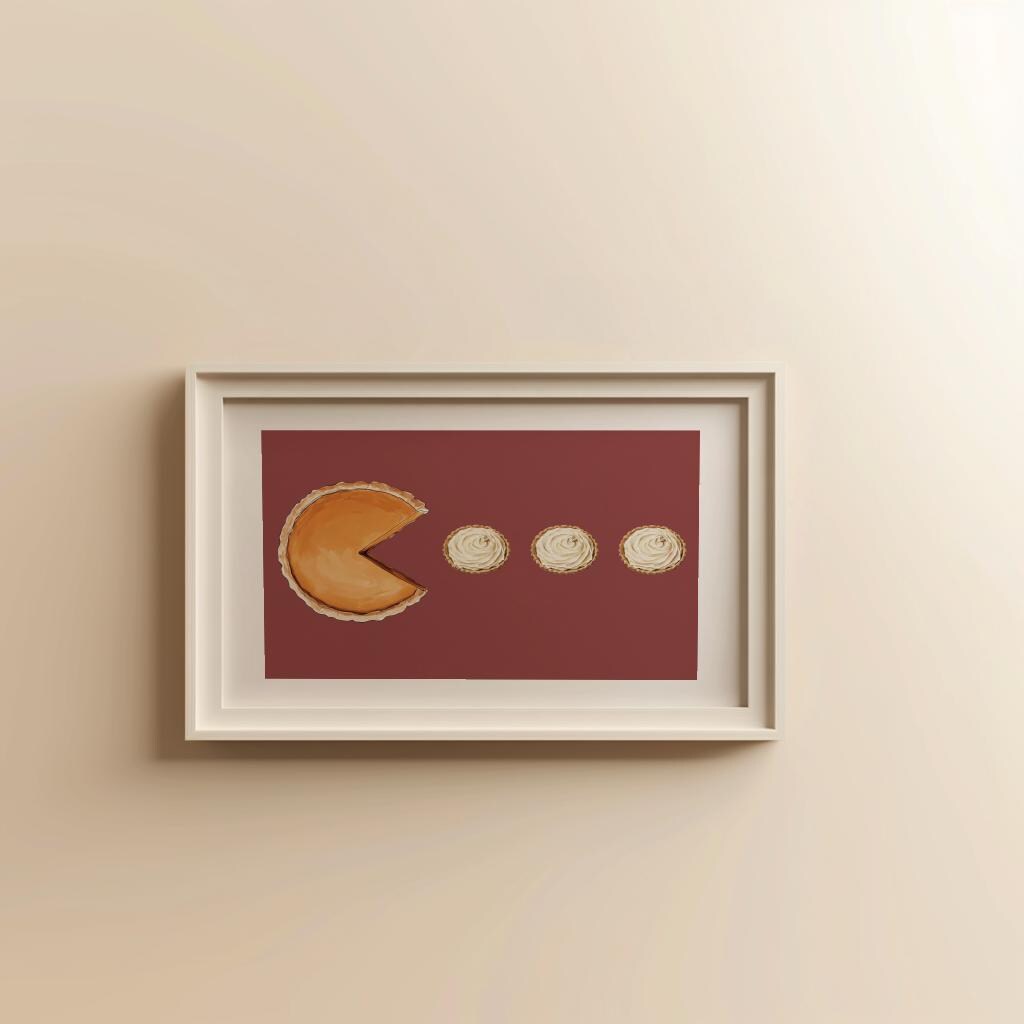 Pumpkin Pie Pac-Man Poster – Funny Thanksgiving Kitchen Decor, Fall Printable Wall Art (Digital Download)