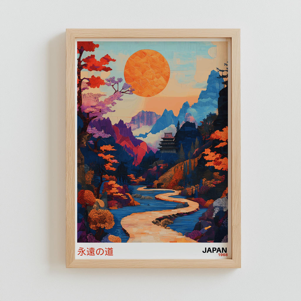 Japanese Sunset Landscape Print – Wabi-Sabi Japandi Wall Art (Digital Download )