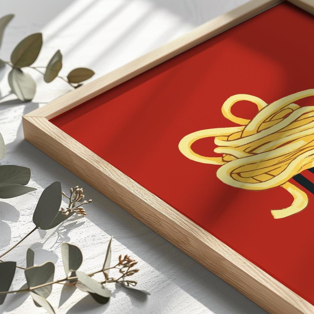 Pasta Lover Poster – Minimal Italian Kitchen Decor, Spaghetti Wall Art (Digital Download)