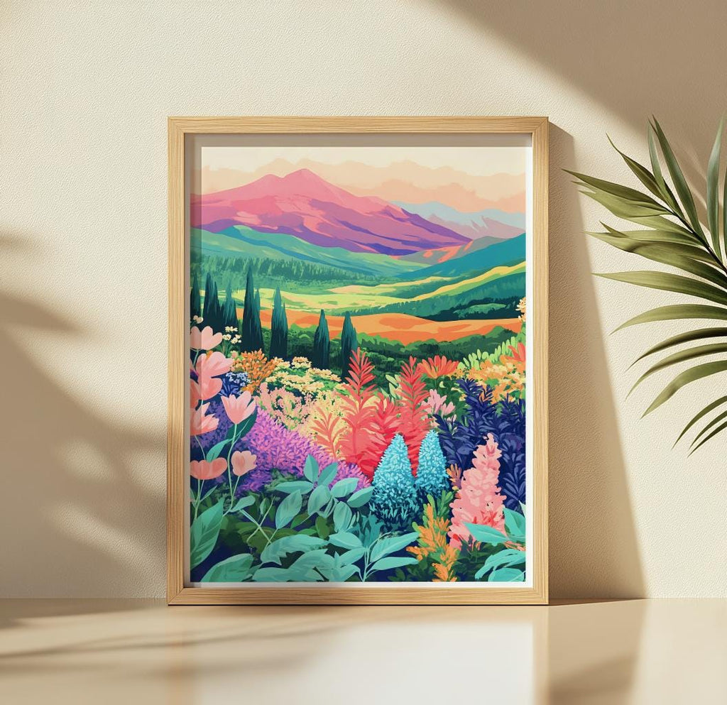 Mountain Wildflower Art Print: Colorful Botanical Scenery (PDF)
