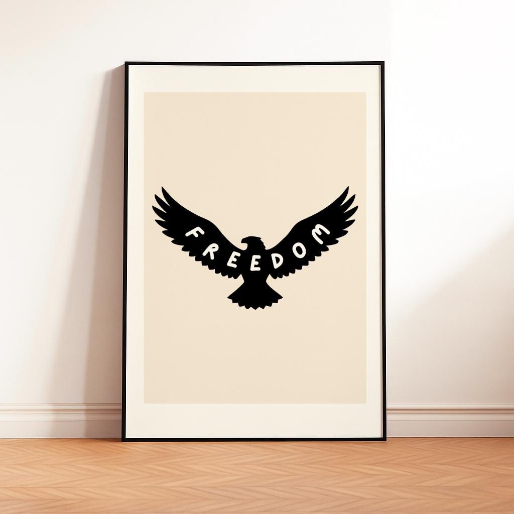 Freedom Eagle Poster – Minimalist Inspirational Wall Art (Digital Download)