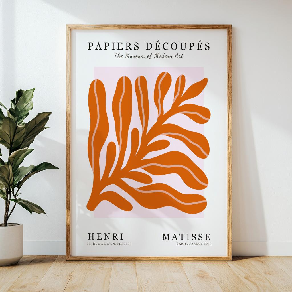 Matisse Cut Outs Poster – Abstract Orange Leaf Print, Modern Minimalist Wall Art (Digital Download)
