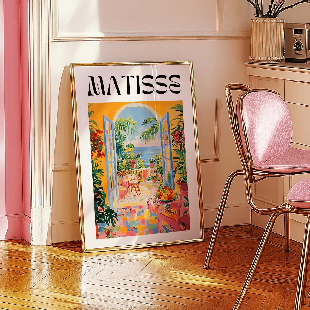Open Window Matisse Inspired Print – Colorful Fauvist Coastal Art Poster (Digital Download)