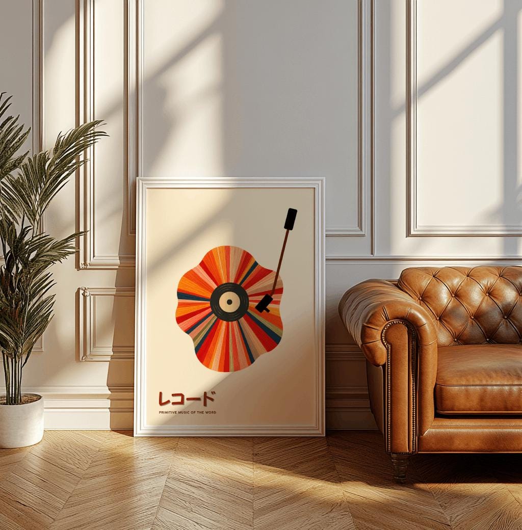 Japanese Retro Vinyl Record Poster – Vintage Music Art Print (Digital Download)