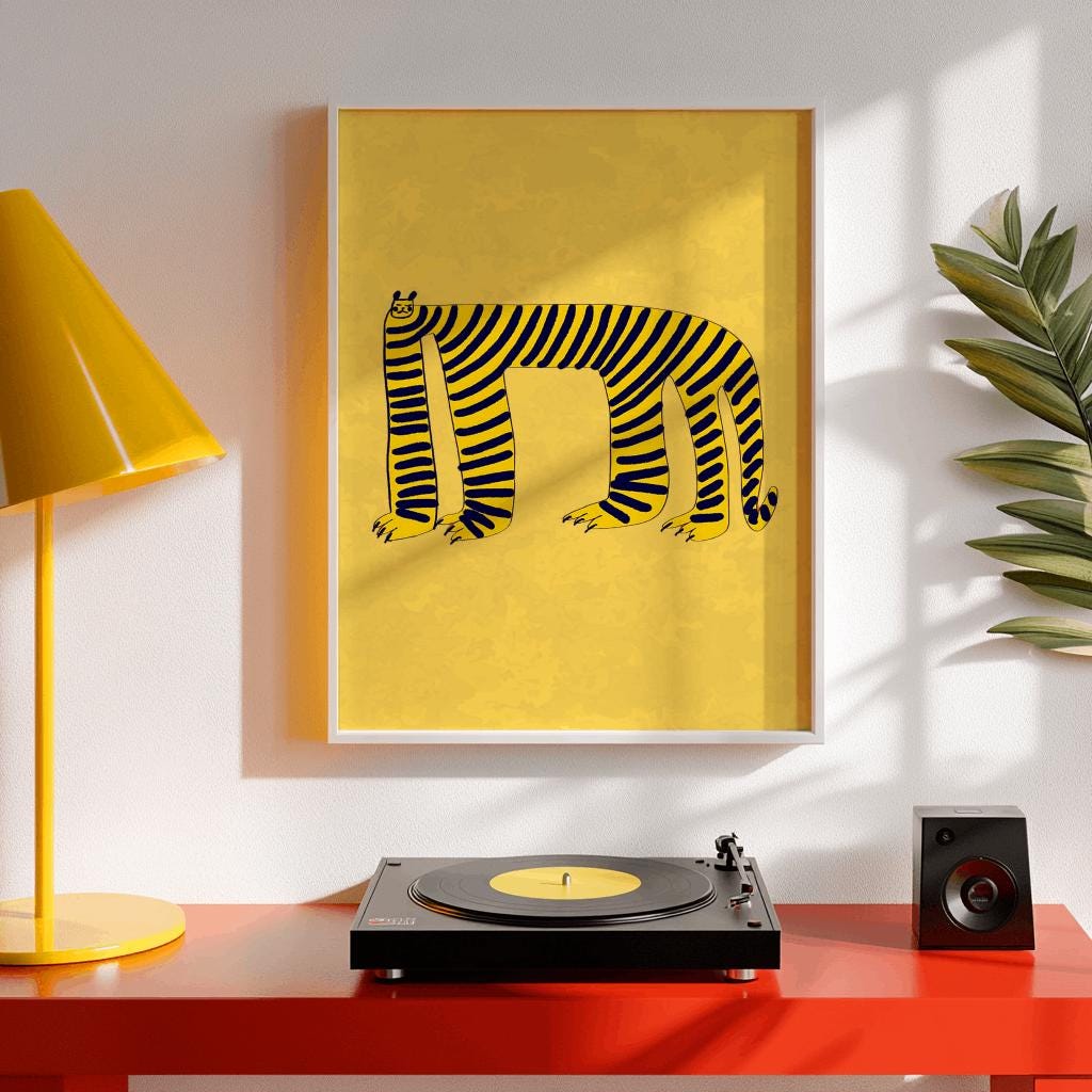 Majestic Tiger Painting: Jungle Boho Home Decor (Digital Download, PDF Files A3/A4/A5/20x28 inches )