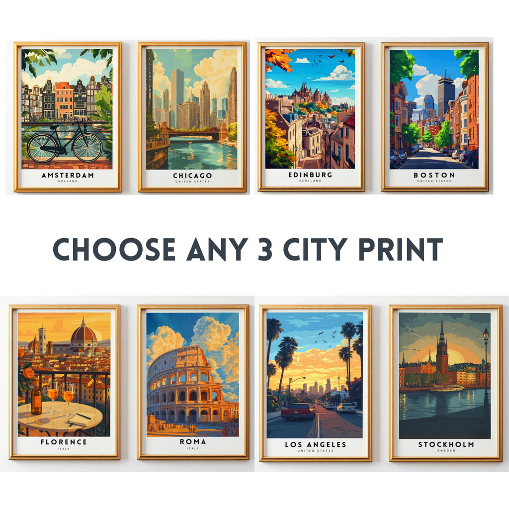 Custom City Travel Posters – Choose Any 3 Print Set | Digital Download