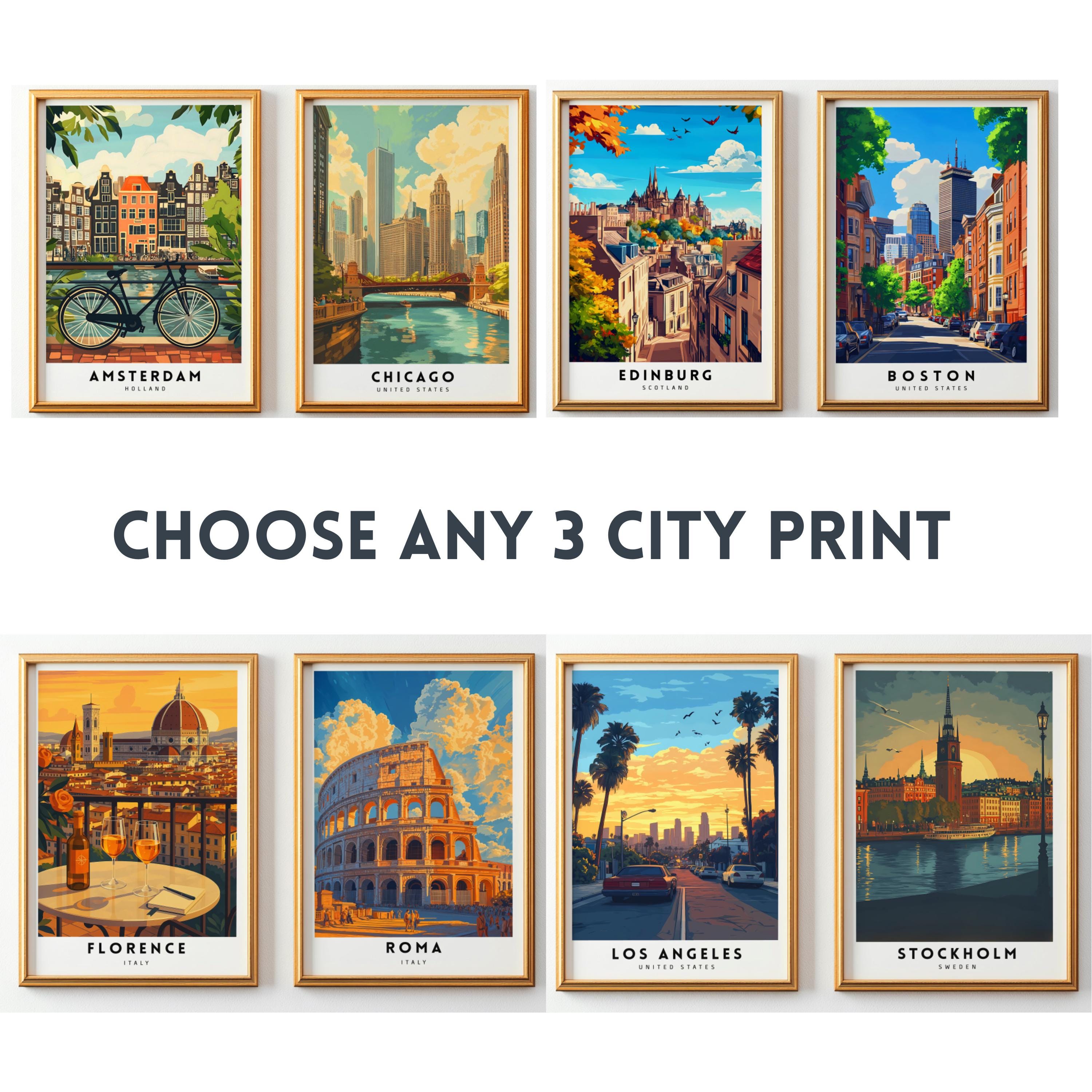 Custom City Travel Posters – Choose Any 3 Print Set | Digital Download