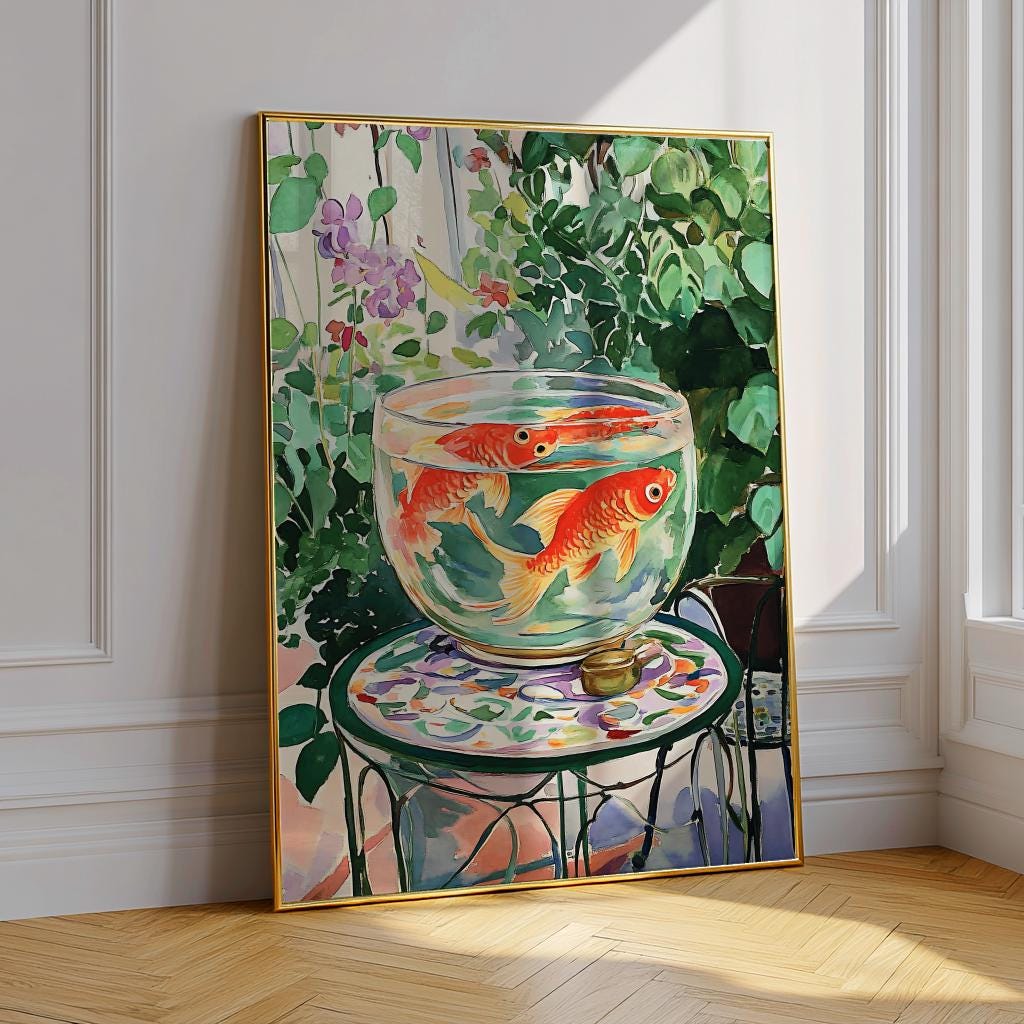 Matisse-Inspired Goldfish Print – Colorful Expressionist Wall Art (Digital Download)