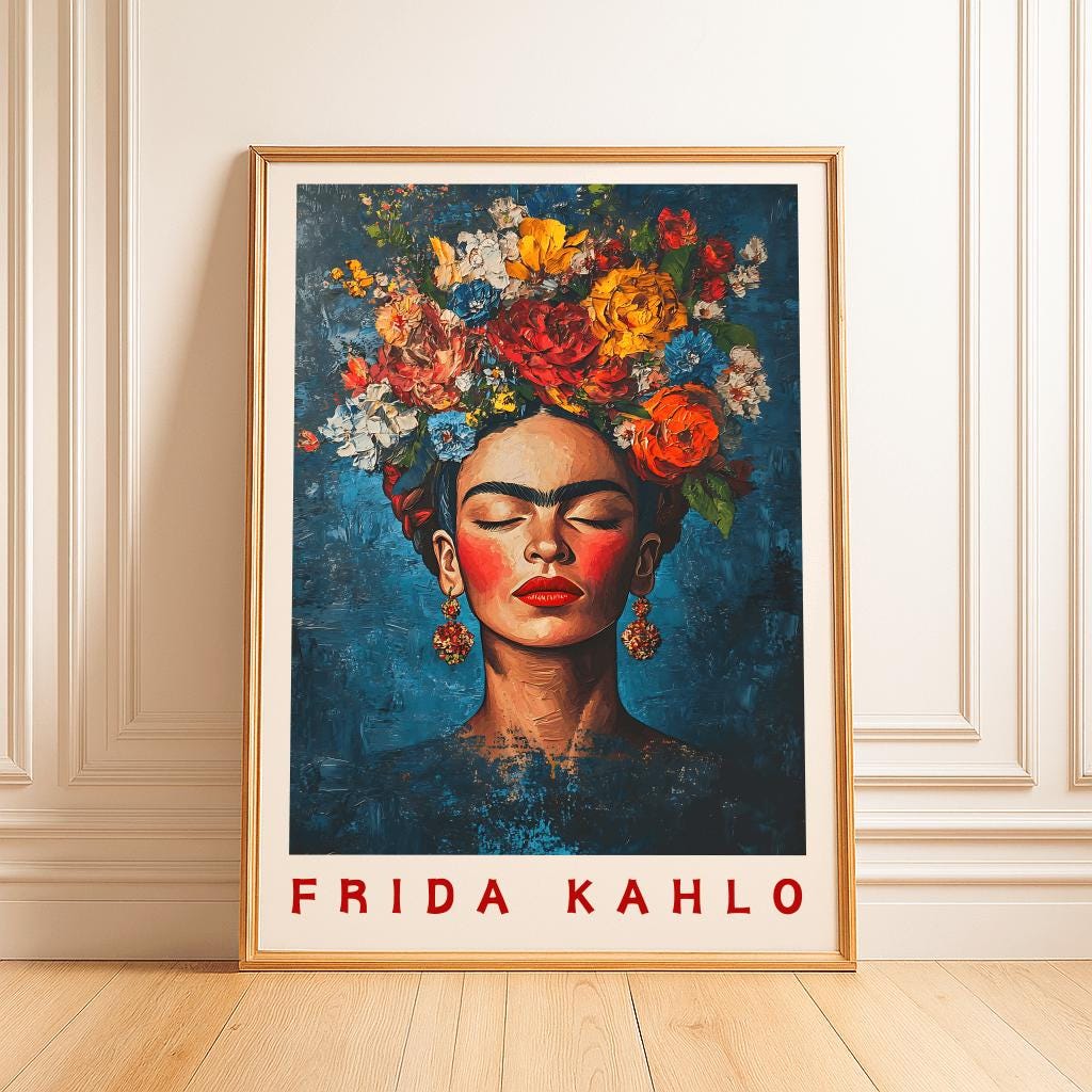Frida Kahlo–Inspired Portrait Poster – Vibrant Mexican Art Print (Digital Download)
