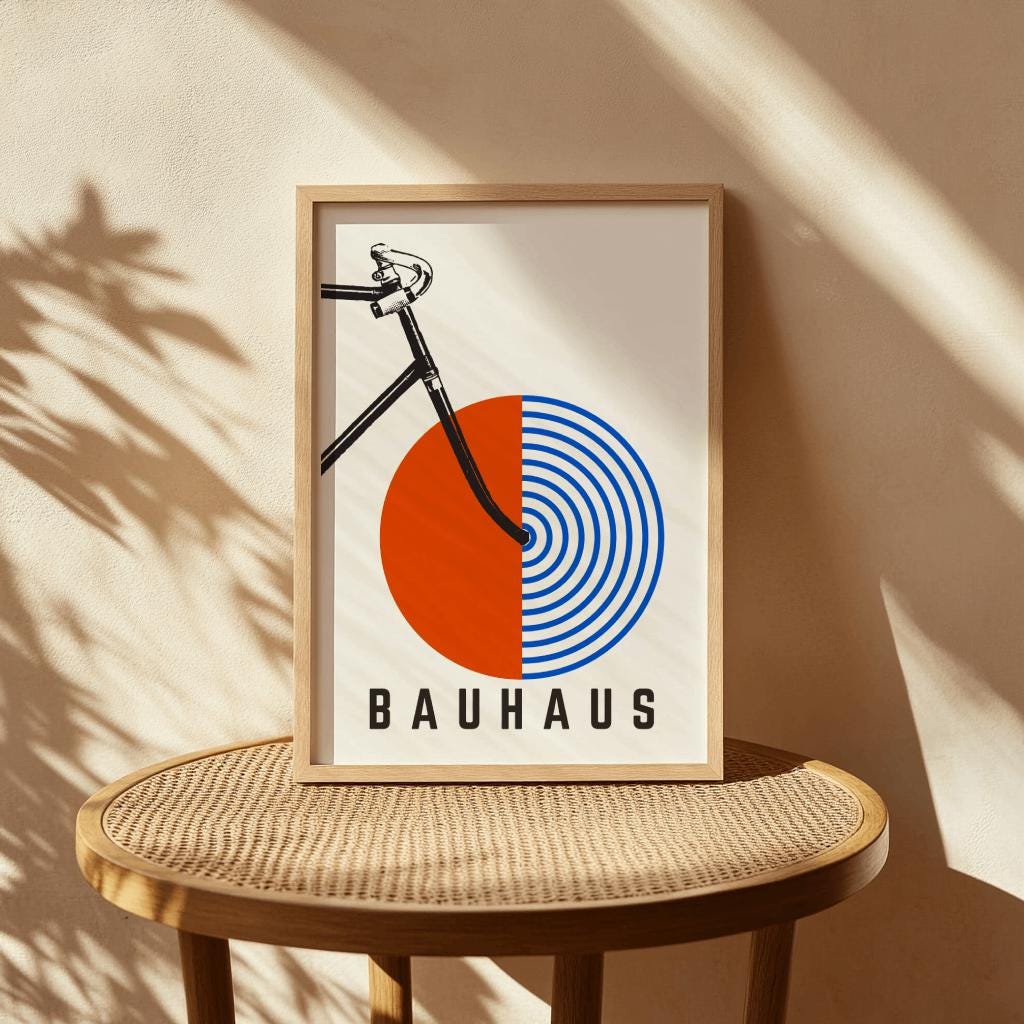 Vintage Bicycle Bauhaus Poster – Retro Mid-Century Cycling Art (Digital Download)