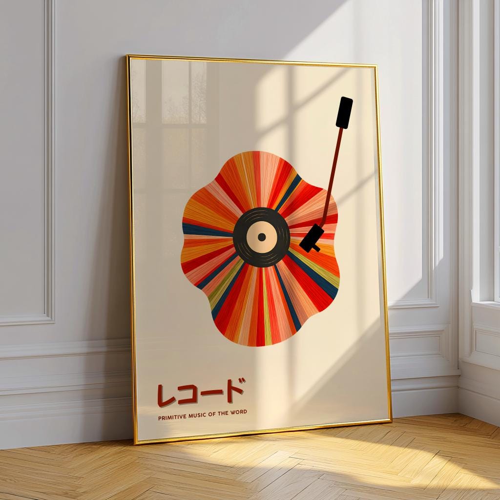 Japanese Retro Vinyl Record Poster – Vintage Music Art Print (Digital Download)