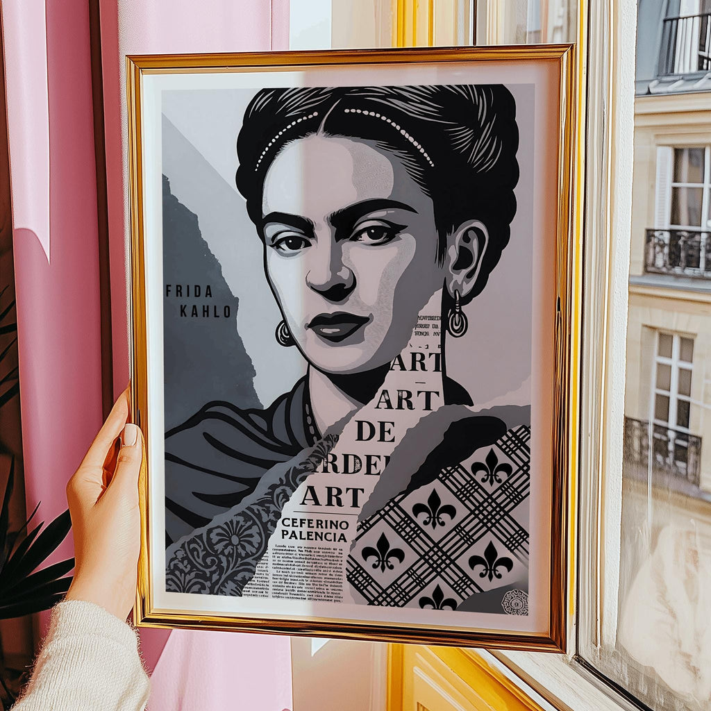 Frida Kahlo Portrait Print – Black & White Mexican Art (Digital Download)