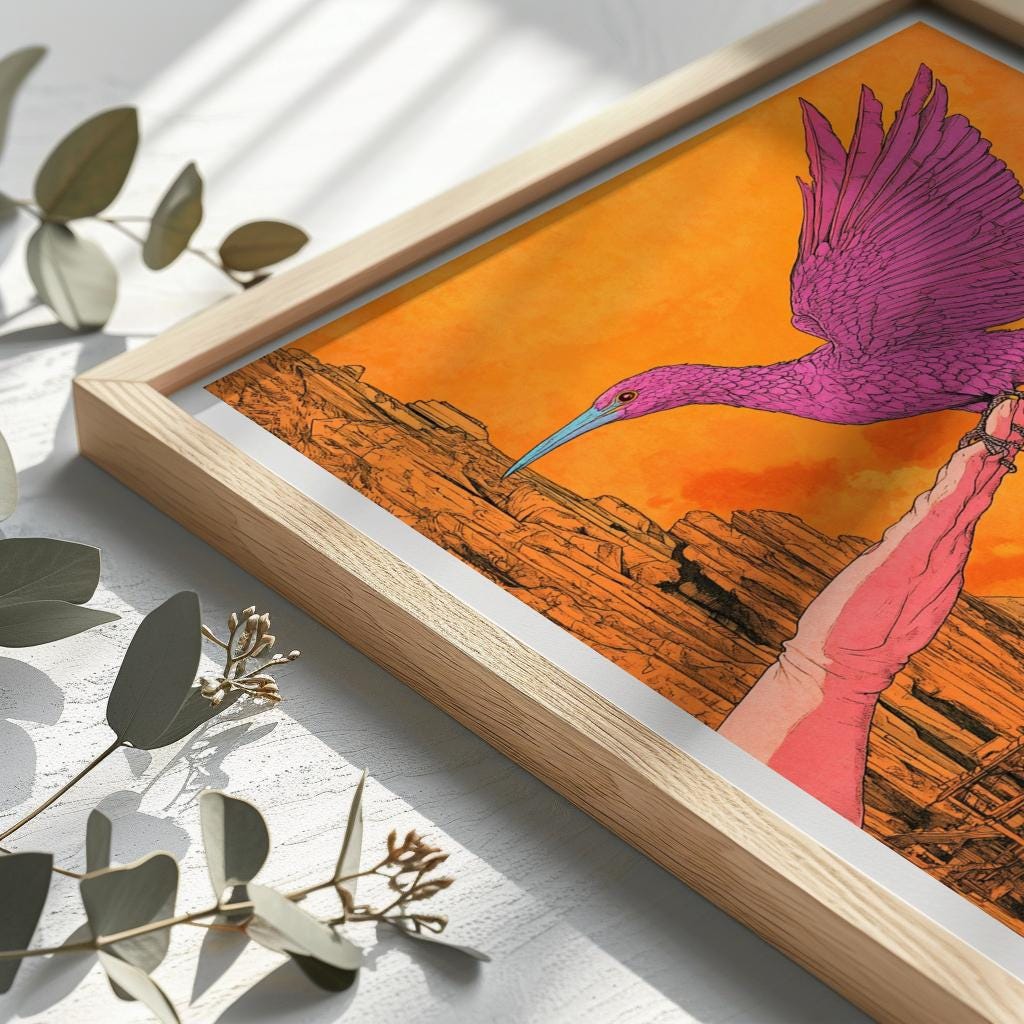 Dali-Inspired Surrealist Bird Print – Dreamlike Abstract Art (Digital Download)