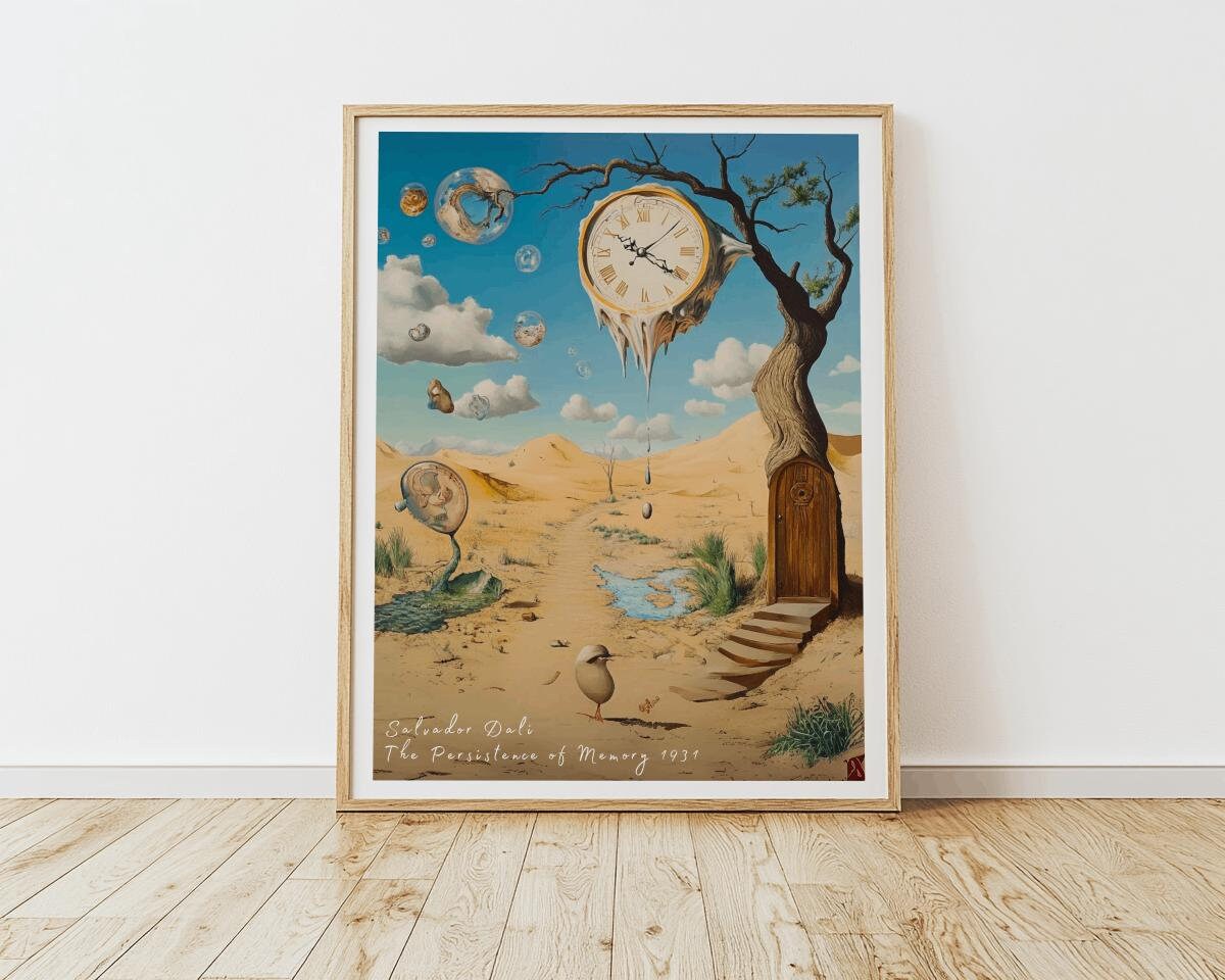 Dali Melting Clock Inspired Art Print – Surrealist Desert Dreamscape Poster (Digital Download)