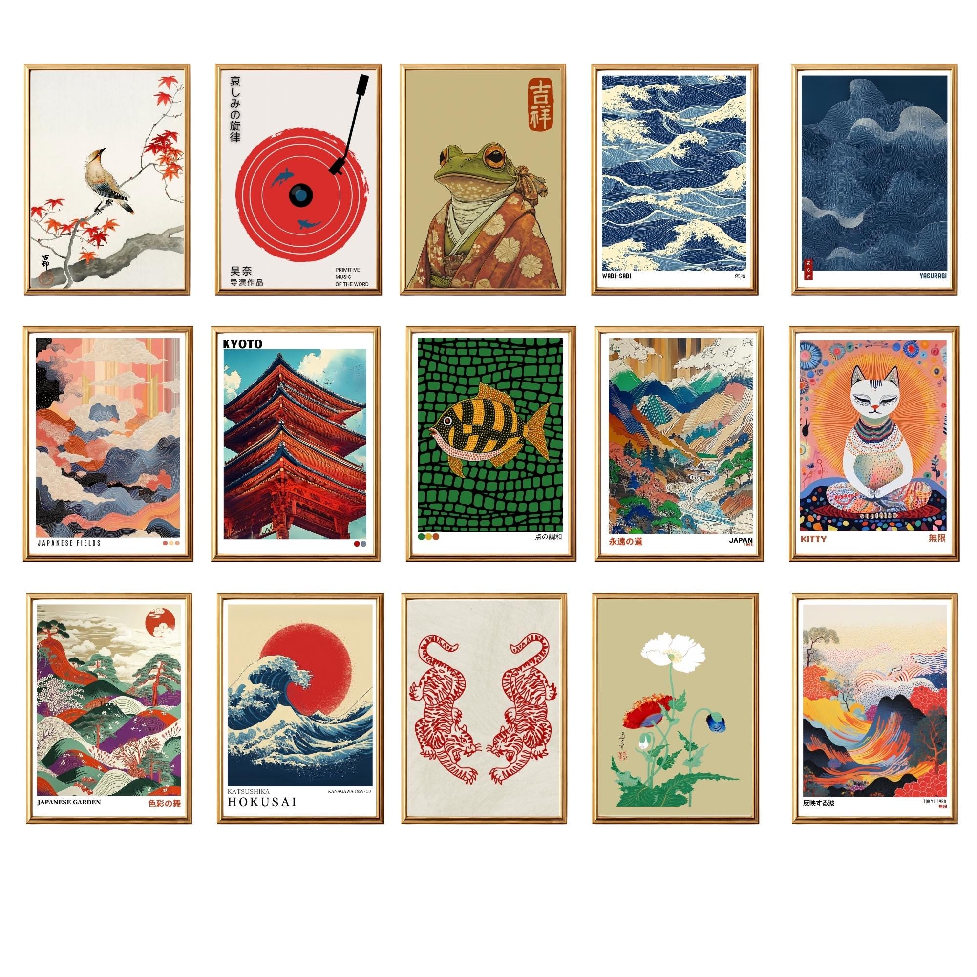 Japanese Wall Art Set of 50 Prints – Japandi Aesthetic Gallery Wall Decor (Digital Download, JPG & PDF)