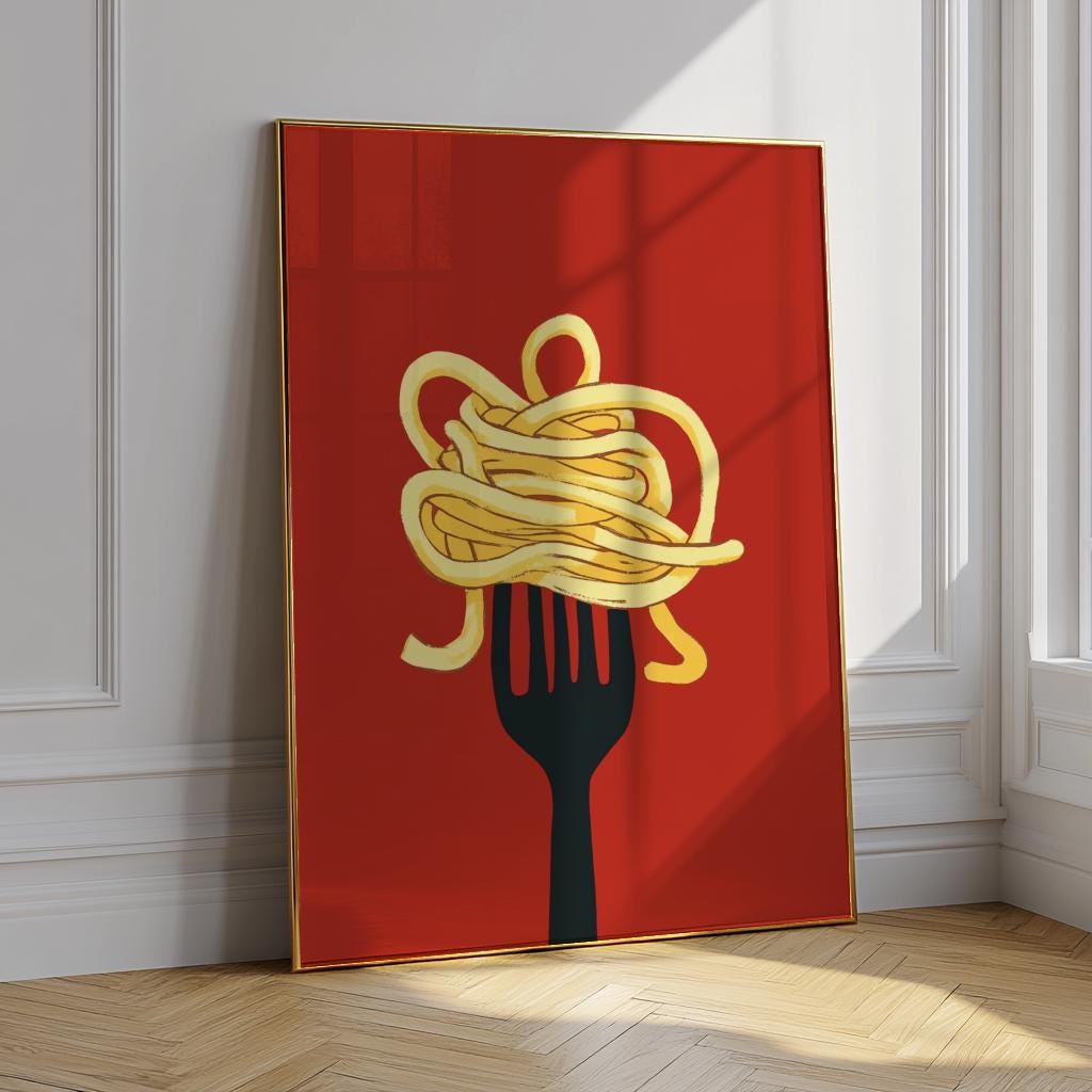 Pasta Lover Poster – Minimal Italian Kitchen Decor, Spaghetti Wall Art (Digital Download)