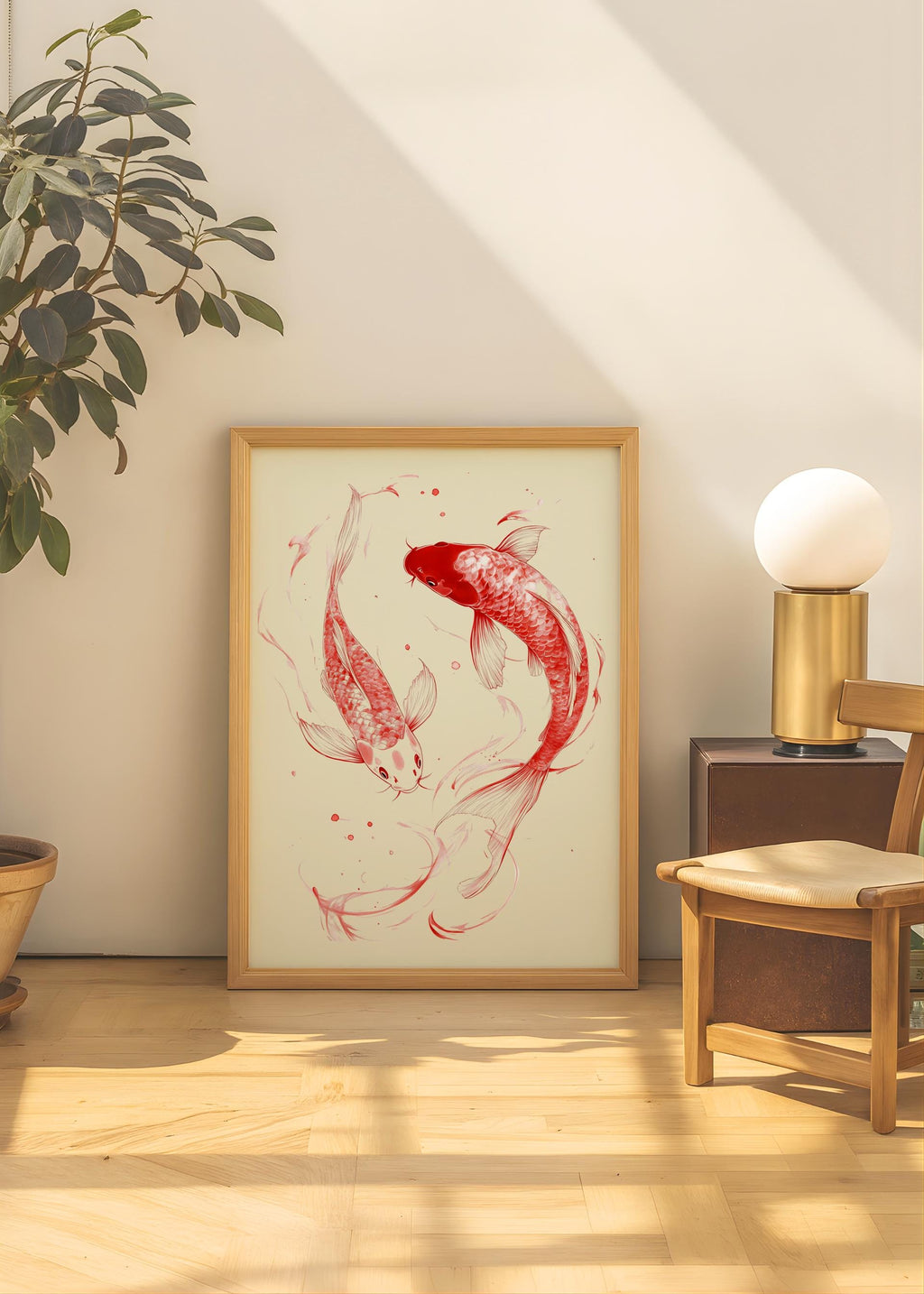 Red Koi Fish Art Print – Japanese Minimalist Wall Decor (Digital Download)