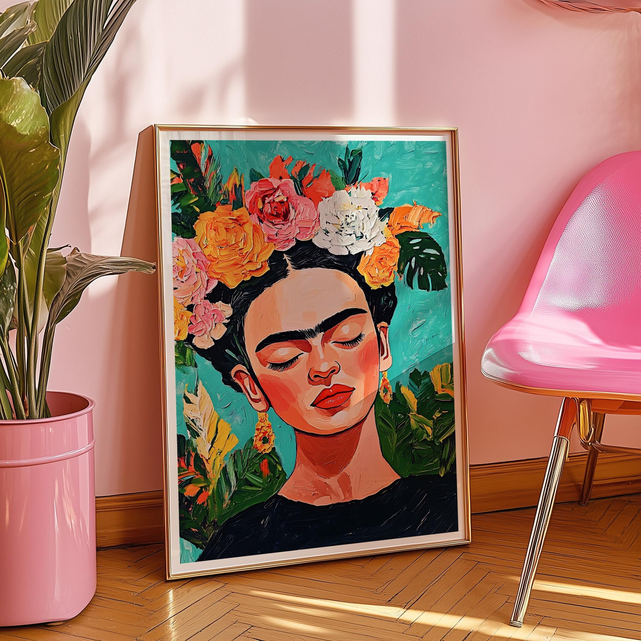 Frida Kahlo–Inspired Portrait Print – Vibrant Feminist Mexican Art (Digital Download)