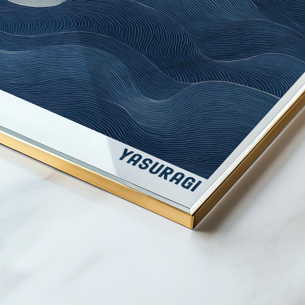 Blue Waves Japandi Art Print – Japanese Wabi Sabi Wall Decor (Digital Download)