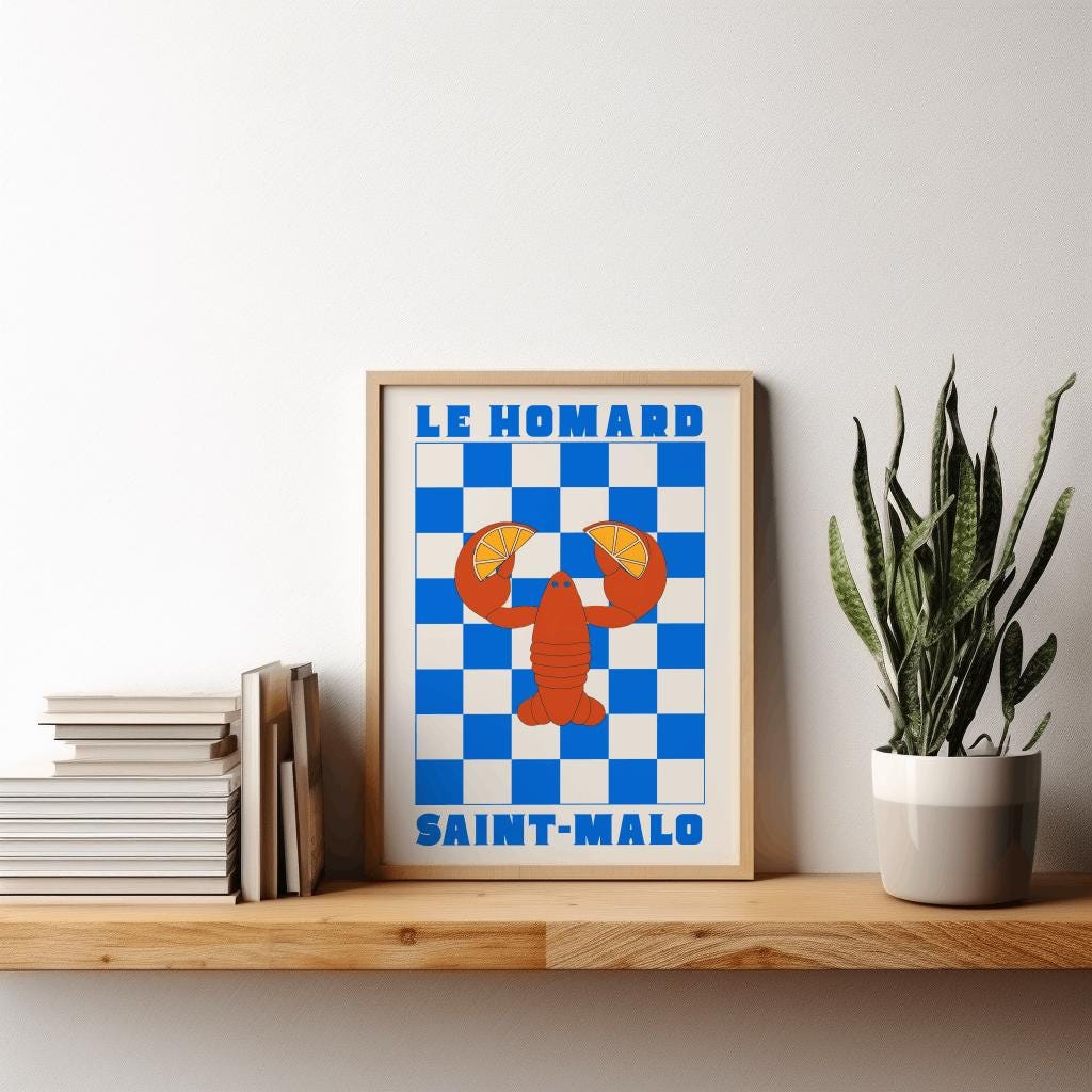 French Chef Lobster Print: Le Homard Saint Giclée Poster (Digital Download