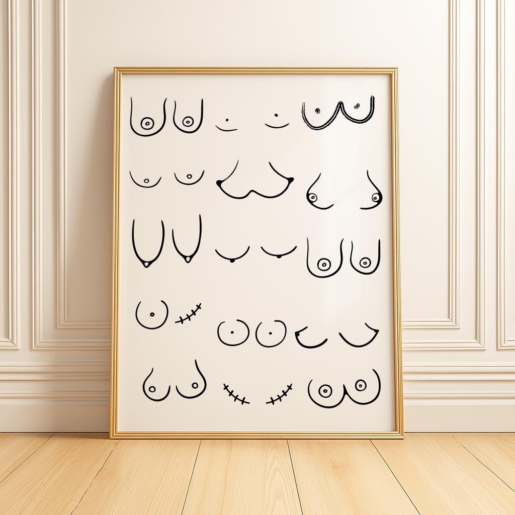 Feminist Body Positive Breast Art Print – Minimal Line Illustration Poster (Digital Download)