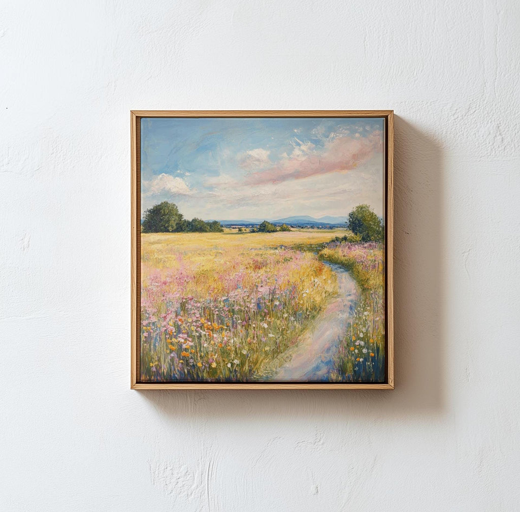 Monet Inspired Meadow Art Print – Impressionist Landscape Wall Art, Floral Field Painting (Digital Download)