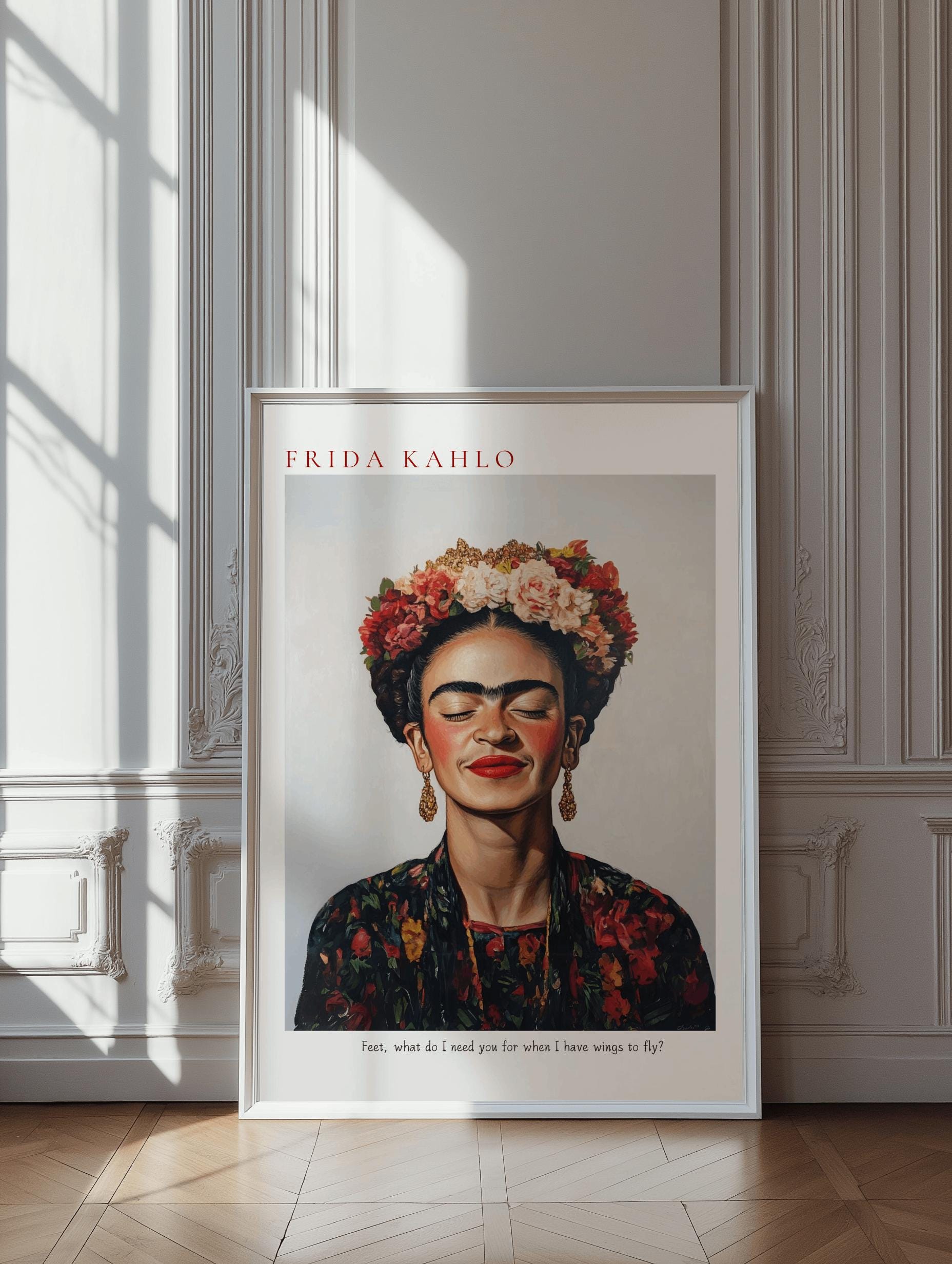 Frida Kahlo Art Print – Feminist Portrait with Quote “Feet, What Do I Need You For?” (Digital Download)
