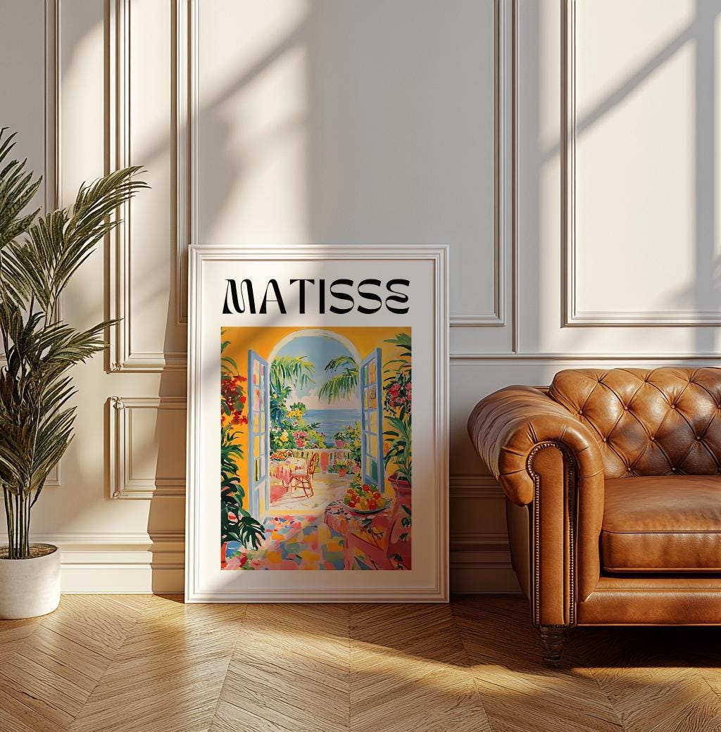 Open Window Matisse Inspired Print – Colorful Fauvist Coastal Art Poster (Digital Download)