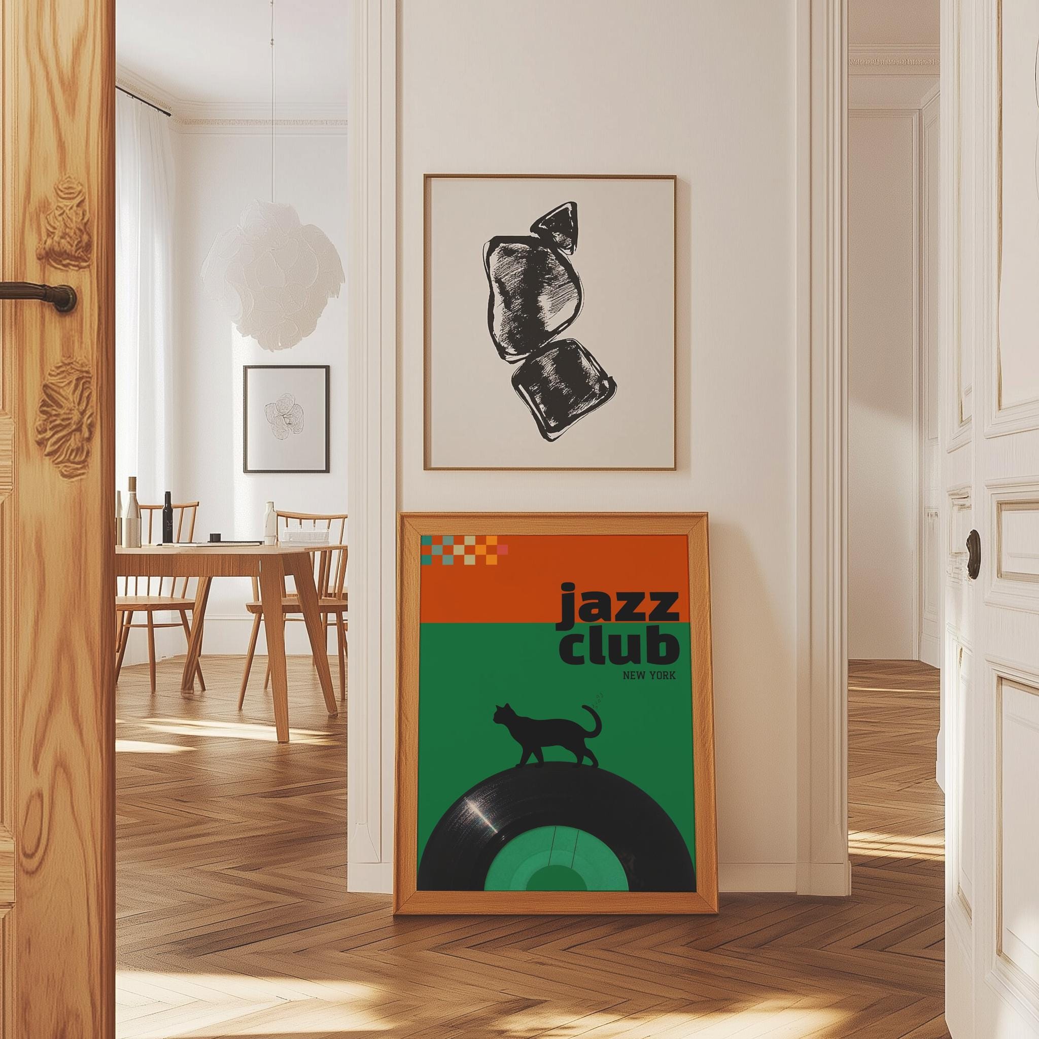 Retro Jazz Club Print – Mid-Century Modern Music Poster, Vinyl Record Art (Digital Download)