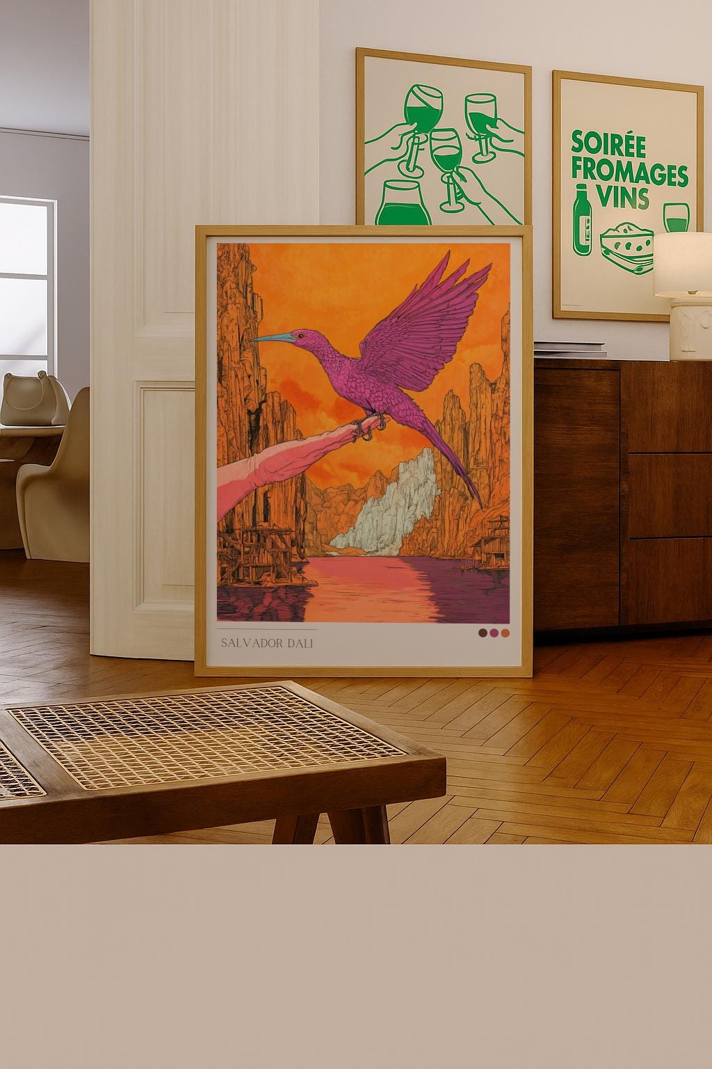 Dali-Inspired Surrealist Bird Print – Dreamlike Abstract Art (Digital Download)