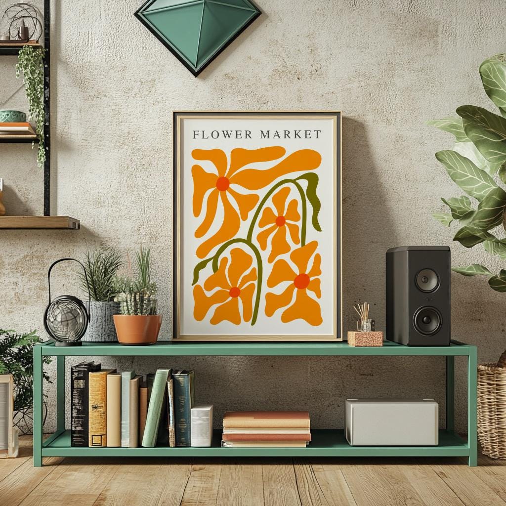 Matisse Cut Outs Poster – Abstract Orange Leaf Print, Modern Minimalist Wall Art (Digital Download)